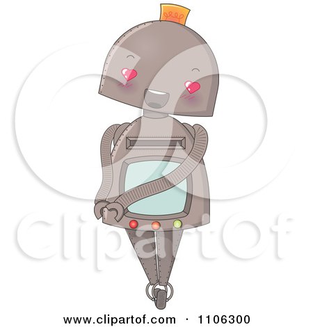 Clipart Happy Robot In Love With Heart Eyes - Royalty Free Vector Illustration by Melisende Vector