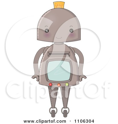 Clipart Robot With A Blank Screen - Royalty Free Vector Illustration by Melisende Vector