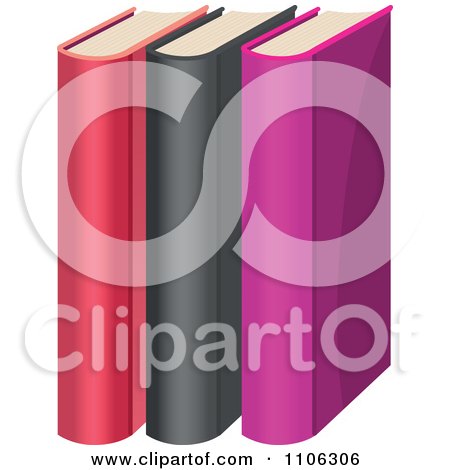 Clipart Pink Black And Purple Literature Books - Royalty Free Vector Illustration by Melisende Vector