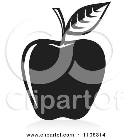 Clipart Black And White Apple Icon - Royalty Free Vector Illustration by Any Vector