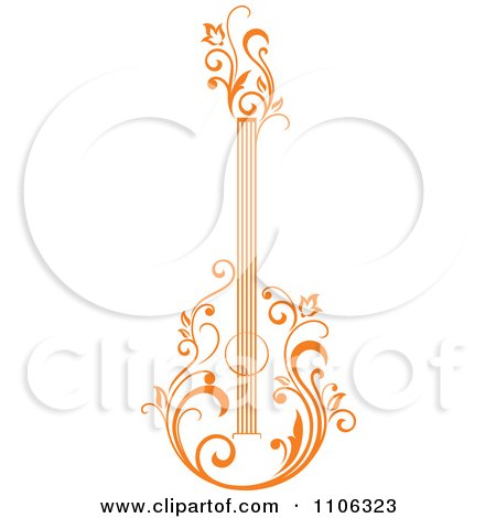 Clipart Orange Floral Guitar 1 - Royalty Free Vector Illustration by Vector Tradition SM