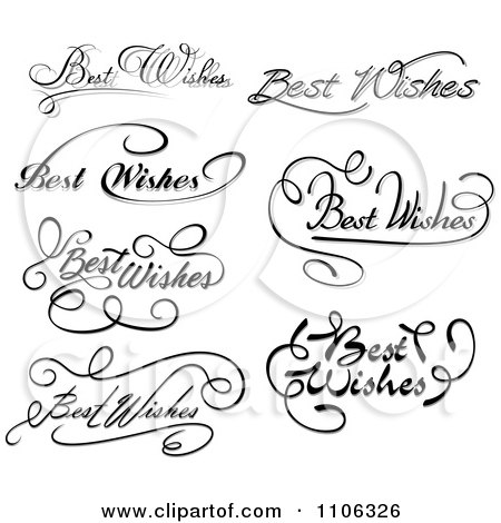 Clipart Black And White Best Wishes Greetings - Royalty Free Vector Illustration by Vector Tradition SM