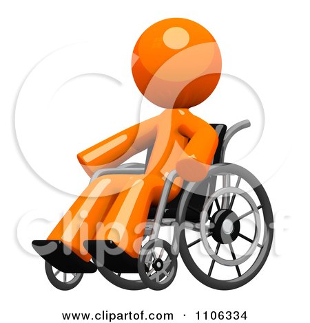 Clipart 3d Orange Man In A Wheel Chair - Royalty Free CGI Illustration by Leo Blanchette