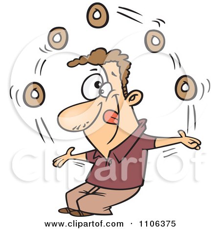 Clipart Man Juggling Donuts On Doughnut Day - Royalty Free Vector Illustration by toonaday