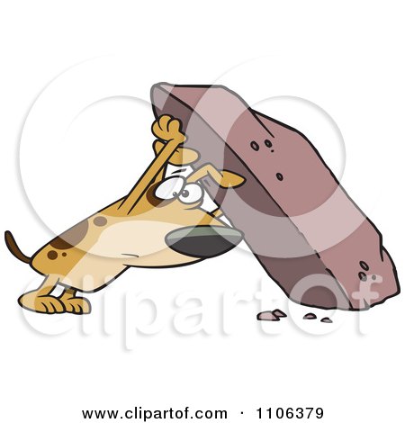 Clipart Treasure Hunting Dog Looking Under A Rock - Royalty Free Vector Illustration by toonaday