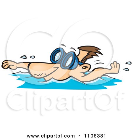 Clipart Male Swimmer Wearing Goggles - Royalty Free Vector Illustration by toonaday