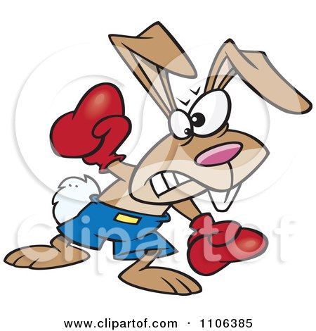 Clipart Boxer Bunny Rabbit Punching - Royalty Free Vector Illustration by toonaday