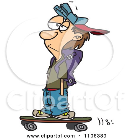 Clipart Teenage Skater Boy With His Hands In His Pockets - Royalty Free Vector Illustration by toonaday
