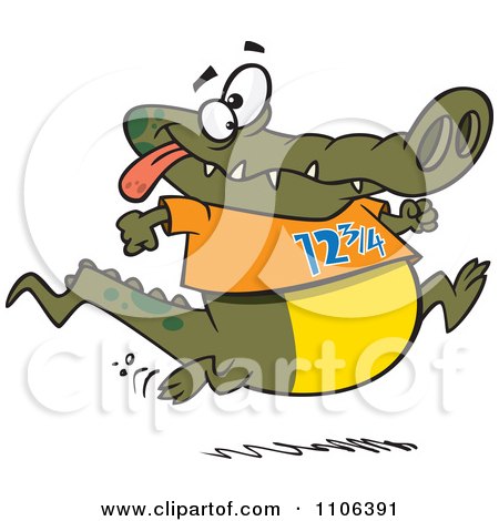 Clipart Jogging Alligator - Royalty Free Vector Illustration by toonaday