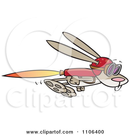 Clipart Rabbit Flying With A Rocket Jet Pack - Royalty Free Vector Illustration by toonaday