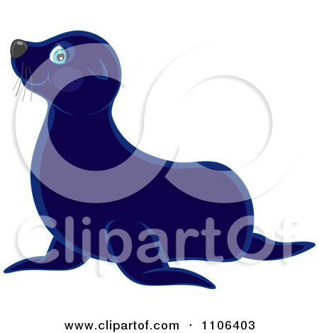 Clipart Cute Blue Sea Lion - Royalty Free Vector Illustration by Alex Bannykh