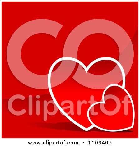Clipart Red Background With Two Hearts And Copyspace - Royalty Free Vector Illustration by dero