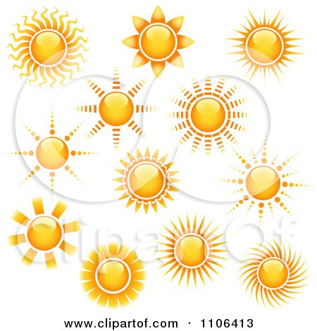 Clipart Shining Summer Sun Icons - Royalty Free Vector Illustration by dero