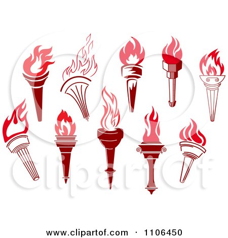 Clipart Burning Red Torches 2 - Royalty Free Vector Illustration by Vector Tradition SM