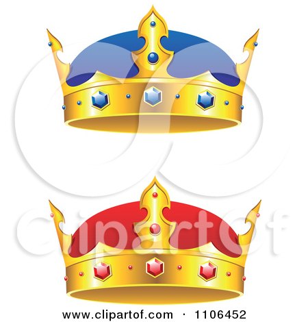 Clipart Blue And Red Sapphire And Ruby Royal Crowns - Royalty Free Vector Illustration by Vector Tradition SM