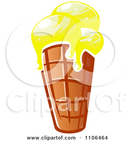 Clipart Banana Ice Cream Cone - Royalty Free Vector Illustration by Vector Tradition SM