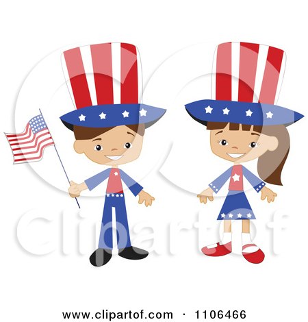 Clipart Happy American Kids In Independence Day Costumes - Royalty Free Vector Illustration by peachidesigns