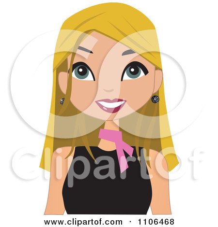 Clipart Happy Blond Woman Wearing A Pink Neck Scarf - Royalty Free Vector Illustration by peachidesigns