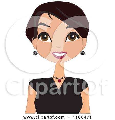 Clipart Happy Woman With Short Black Hair - Royalty Free Vector Illustration by peachidesigns