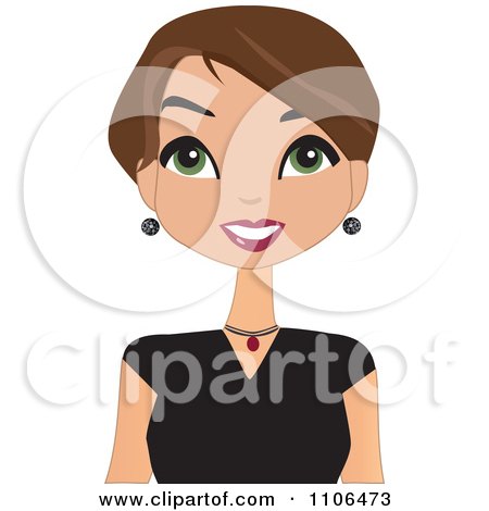 Clipart Happy Woman With Short Brunette Hair - Royalty Free Vector Illustration by peachidesigns