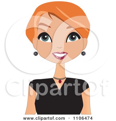 Clipart Happy Woman With Short Red Hair - Royalty Free Vector Illustration by peachidesigns