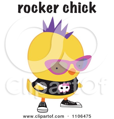 Clipart Cute Rocker Chick With A Mohawk And Skull Shirt - Royalty Free Vector Illustration by peachidesigns