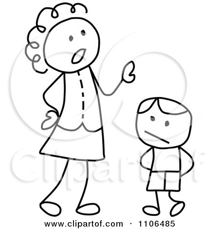 Black And White Stick Drawing Of A Mother Scolding Her Son Posters Art Prints By Interior Wall Decor