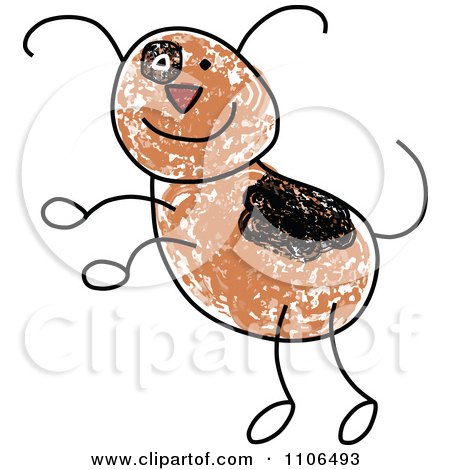 Clipart Stick Drawing Of A Happy Dog - Royalty Free Vector Illustration by C Charley-Franzwa