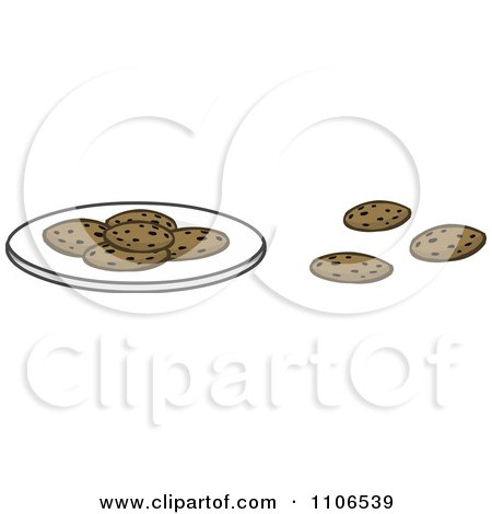 Clipart Chocolate Chip Cookies And A Plate - Royalty Free Vector Illustration by Cartoon Solutions