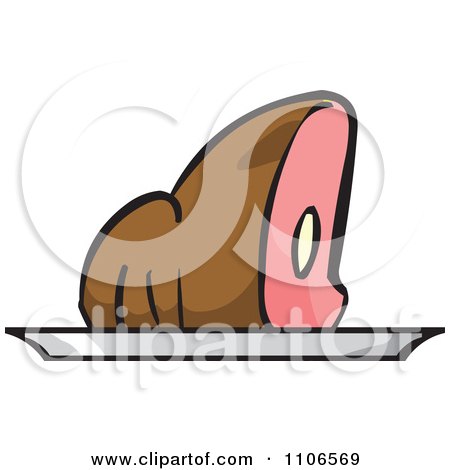 Clipart Ham Or Roast Beef On A Platter - Royalty Free Vector Illustration by Cartoon Solutions