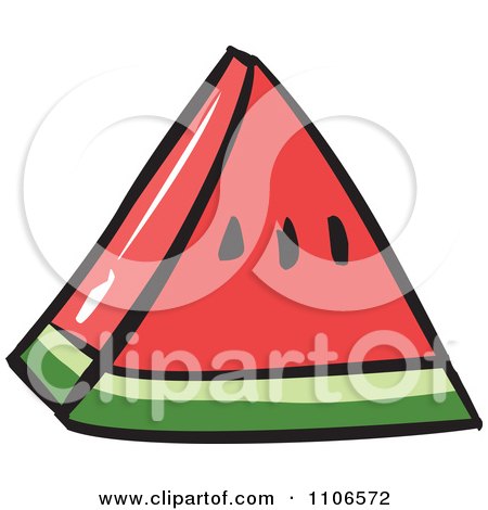 Clipart Slice Of Watermelon - Royalty Free Vector Illustration by Cartoon Solutions
