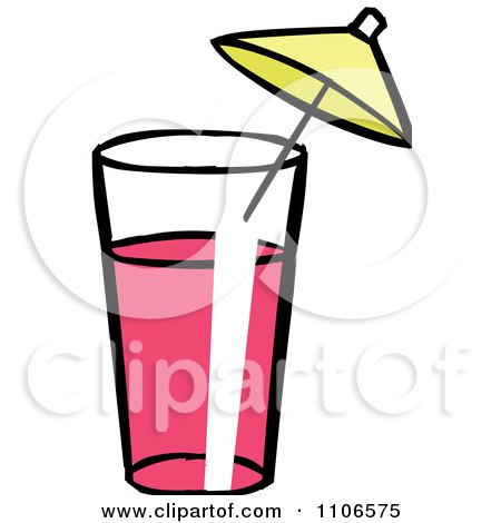 Clipart Glass Of Pink Lemonade With An Umbrella - Royalty Free Vector Illustration by Cartoon Solutions