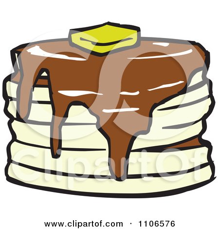 Clipart Stack Of Pancakes With Syrup And Butter - Royalty Free Vector Illustration by Cartoon Solutions