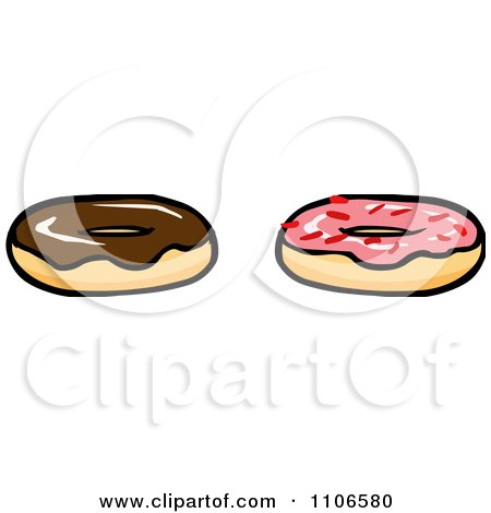 Clipart Chocolate And Pink Frosted Donuts - Royalty Free Vector Illustration by Cartoon Solutions
