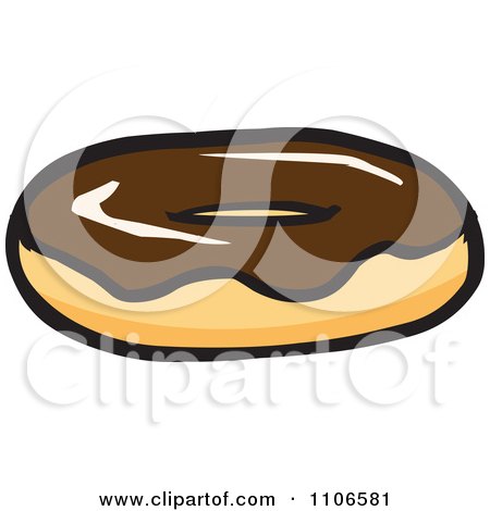 Clipart Chocolate Frosted Donut - Royalty Free Vector Illustration by Cartoon Solutions