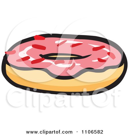 Clipart Pink Frosted Donut - Royalty Free Vector Illustration by Cartoon Solutions