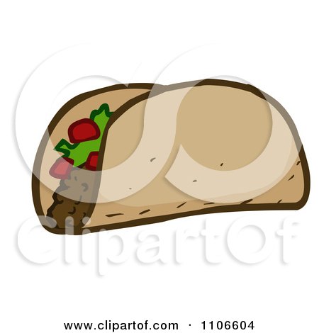 Clipart Taco With Tomatos And Lettuce - Royalty Free Vector Illustration by Cartoon Solutions