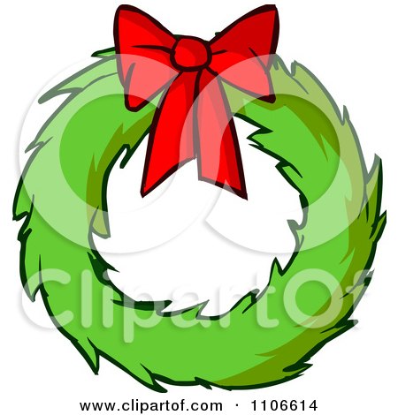 Clipart Christmas Wreath And Bow - Royalty Free Vector Illustration by Cartoon Solutions