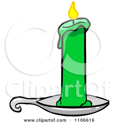 Clipart Green Christmas Candle On A Holder - Royalty Free Vector Illustration by Cartoon Solutions