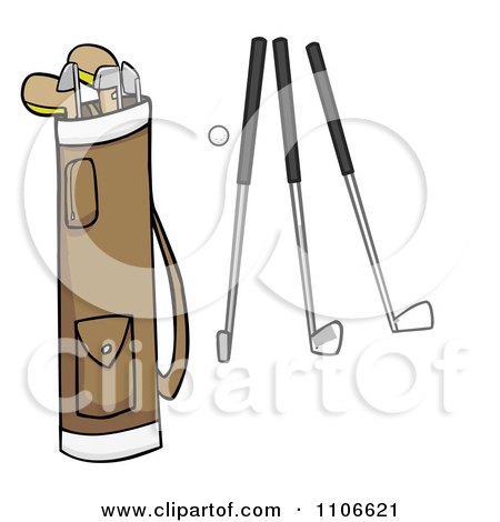 Clipart Golf Bag Ball And Clubs - Royalty Free Vector Illustration by Cartoon Solutions