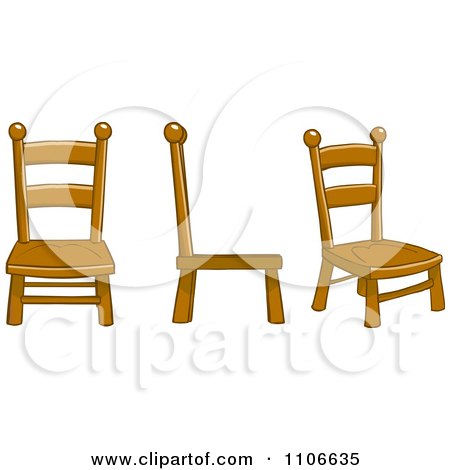 Clipart Three Wood Chairs - Royalty Free Vector Illustration by Cartoon Solutions