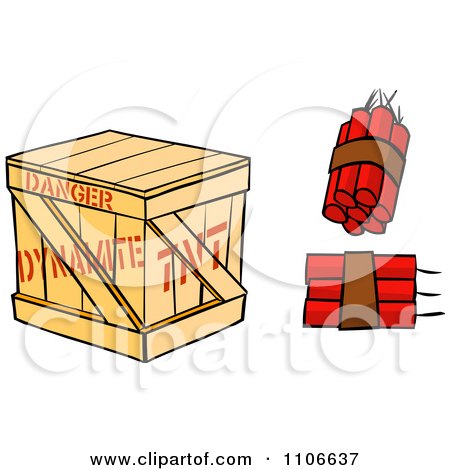 Clipart Dynamite Sticks And Crate - Royalty Free Vector Illustration by Cartoon Solutions