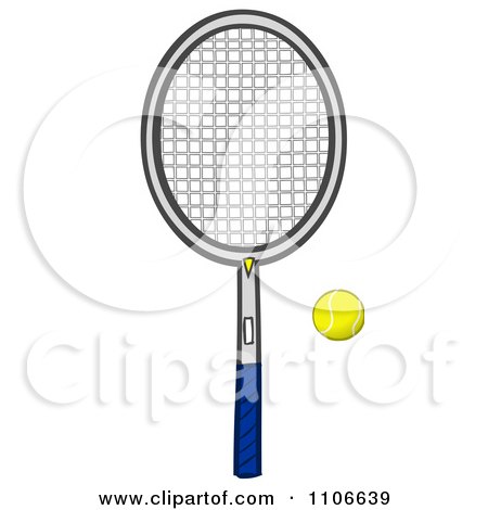 Clipart Tennis Ball And Racket - Royalty Free Vector Illustration by Cartoon Solutions
