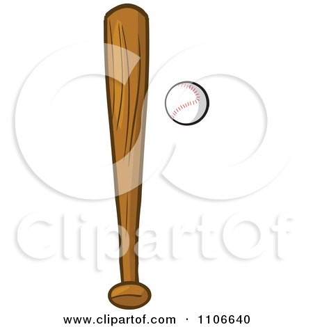 Clipart Baseball And Wooden Bat - Royalty Free Vector Illustration by Cartoon Solutions