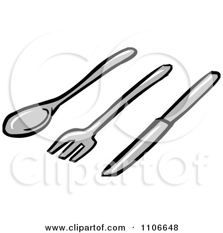 Clipart Butterknife Fork And Spoon - Royalty Free Vector Illustration by Cartoon Solutions