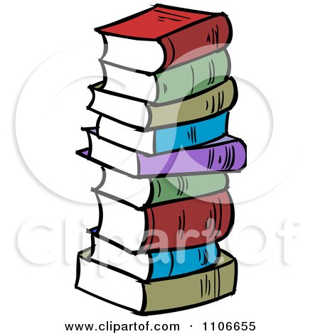 Clipart Stack Of Colorful Text Books - Royalty Free Vector Illustration by Cartoon Solutions