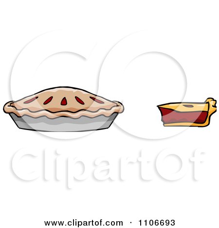 Clipart Whole And Sliced Cherry Pie - Royalty Free Vector Illustration by Cartoon Solutions