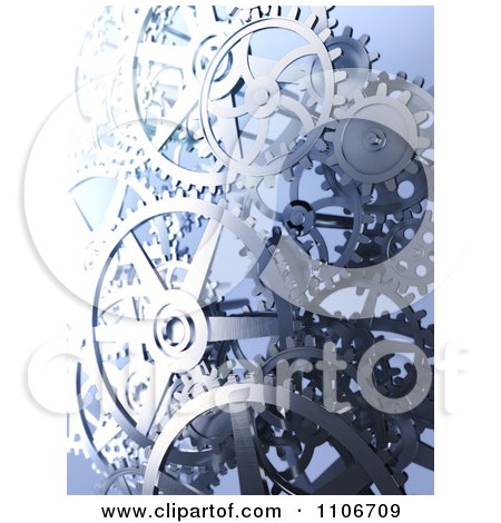 Clipart 3d Industrial Gear Cogs On Blue - Royalty Free CGI Illustration by Mopic