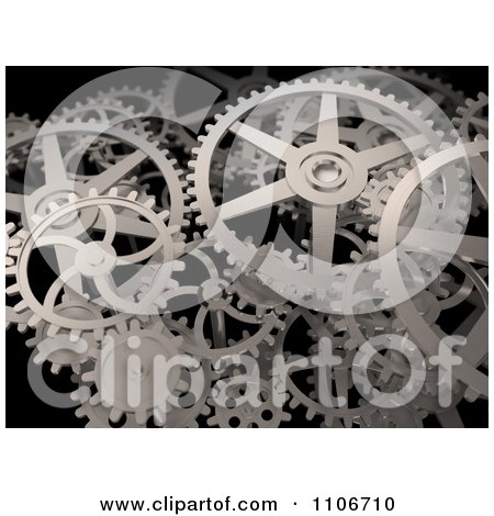 Clipart 3d Industrial Gear Cogs On Black - Royalty Free CGI Illustration by Mopic