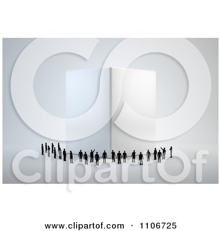 Clipart 3d Tiny People Around A Large Cube - Royalty Free CGI Illustration by Mopic